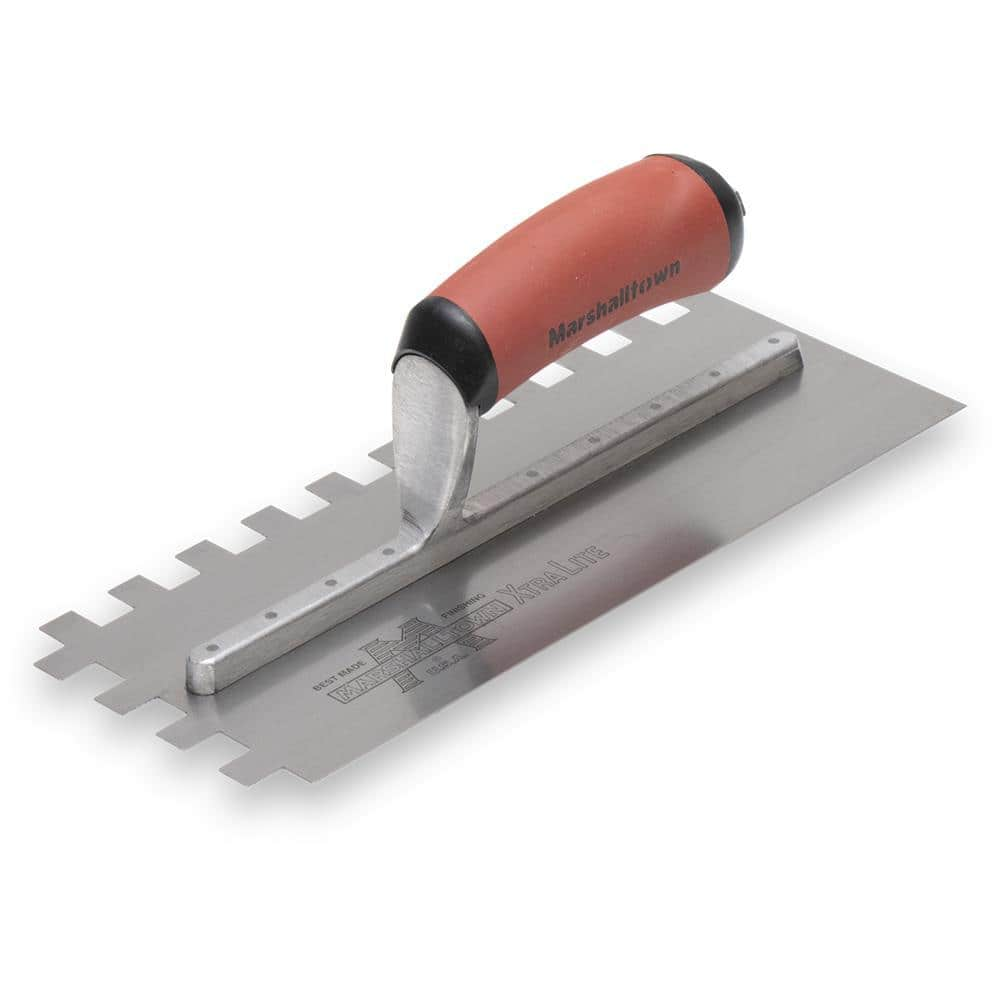 MARSHALLTOWN 11 in. x 1/2 in. Square Notched Flooring Trowel with Durasoft Handle