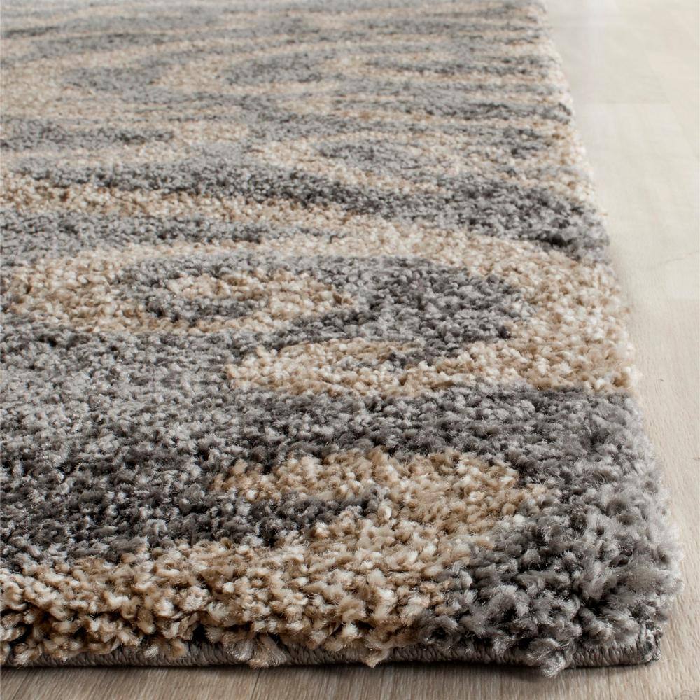 Gray and Beige 8' x 10' Shag Area Rug