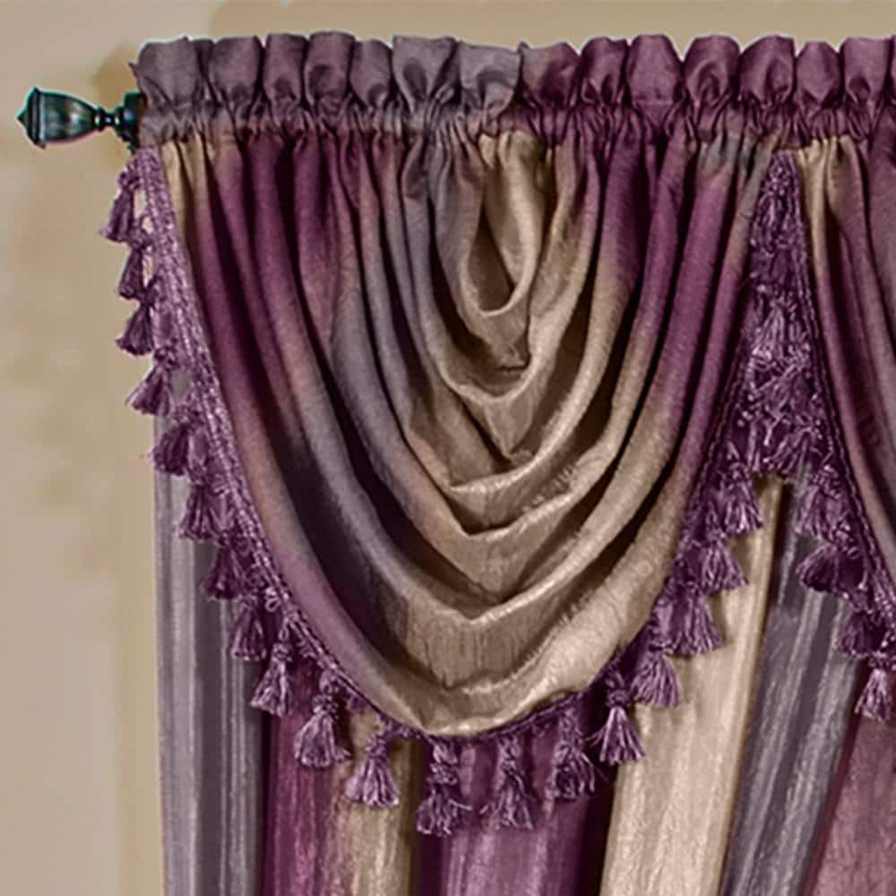 Aubergine Ombre Tasseled Waterfall Valance, 46" x 42" Polyester