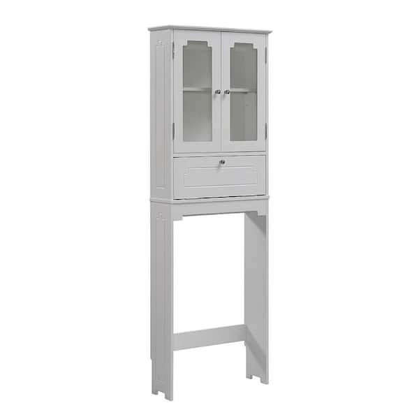 Runfine Etagere 24 in. W x 69 in. H x 8 in. D Over the Toilet Storage Cabinet in White