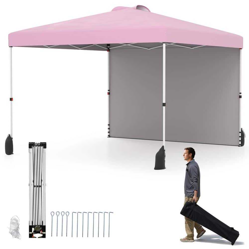 10 ft. x 10 ft. Pink Pop up Canopy Tent with 1 Sidewall and Wheeled Bag price history on PriceWatchPro