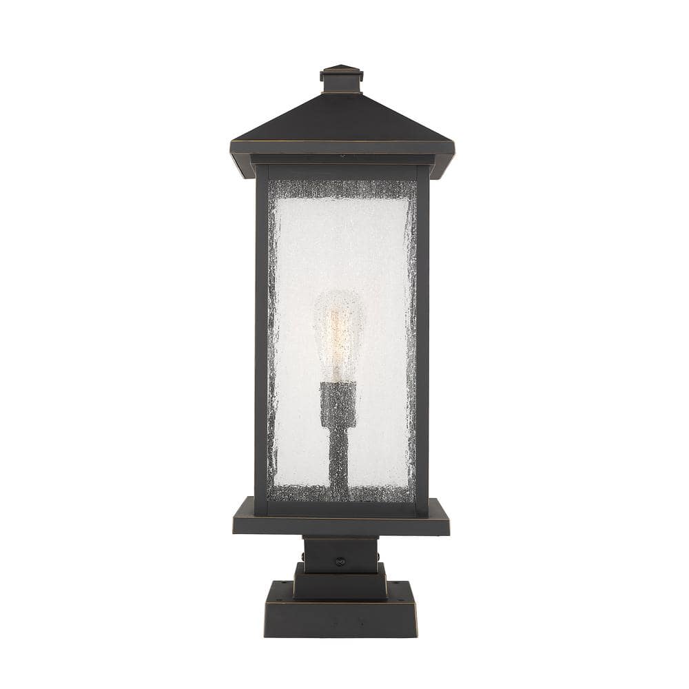 Aspen 1-Light Oil Rubbed Bronze 25 in. Aluminum Pier Mount Light with Clear