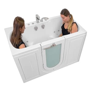 Tub4Two 60 in. Whirlpool and Air Bath Walk-In Bathtub in White, Independent Foot Massage, Fast Fill Faucet, Dual Drain