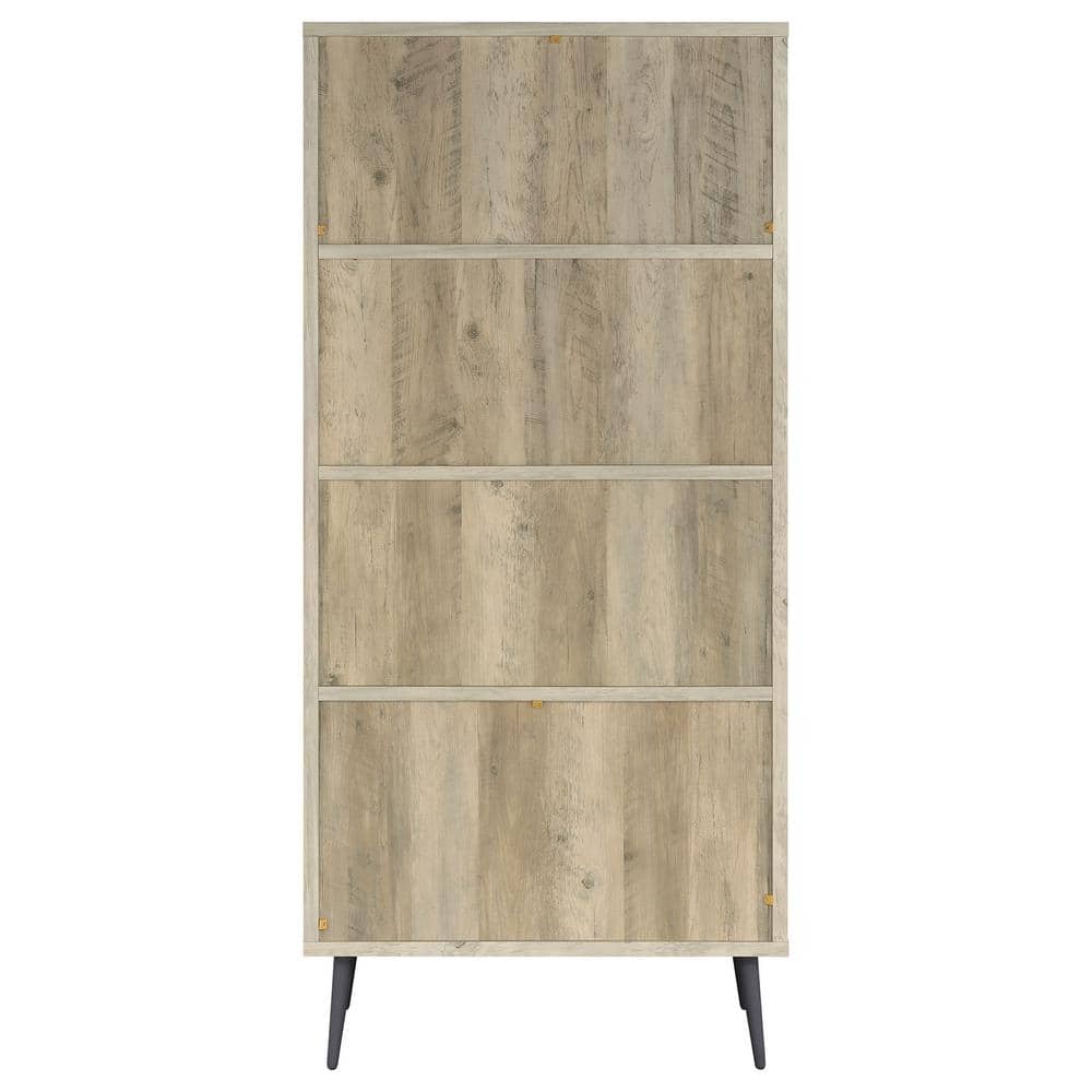 Maeve 70" Mid Century Modern Gray Wood Bookcase with Drawers