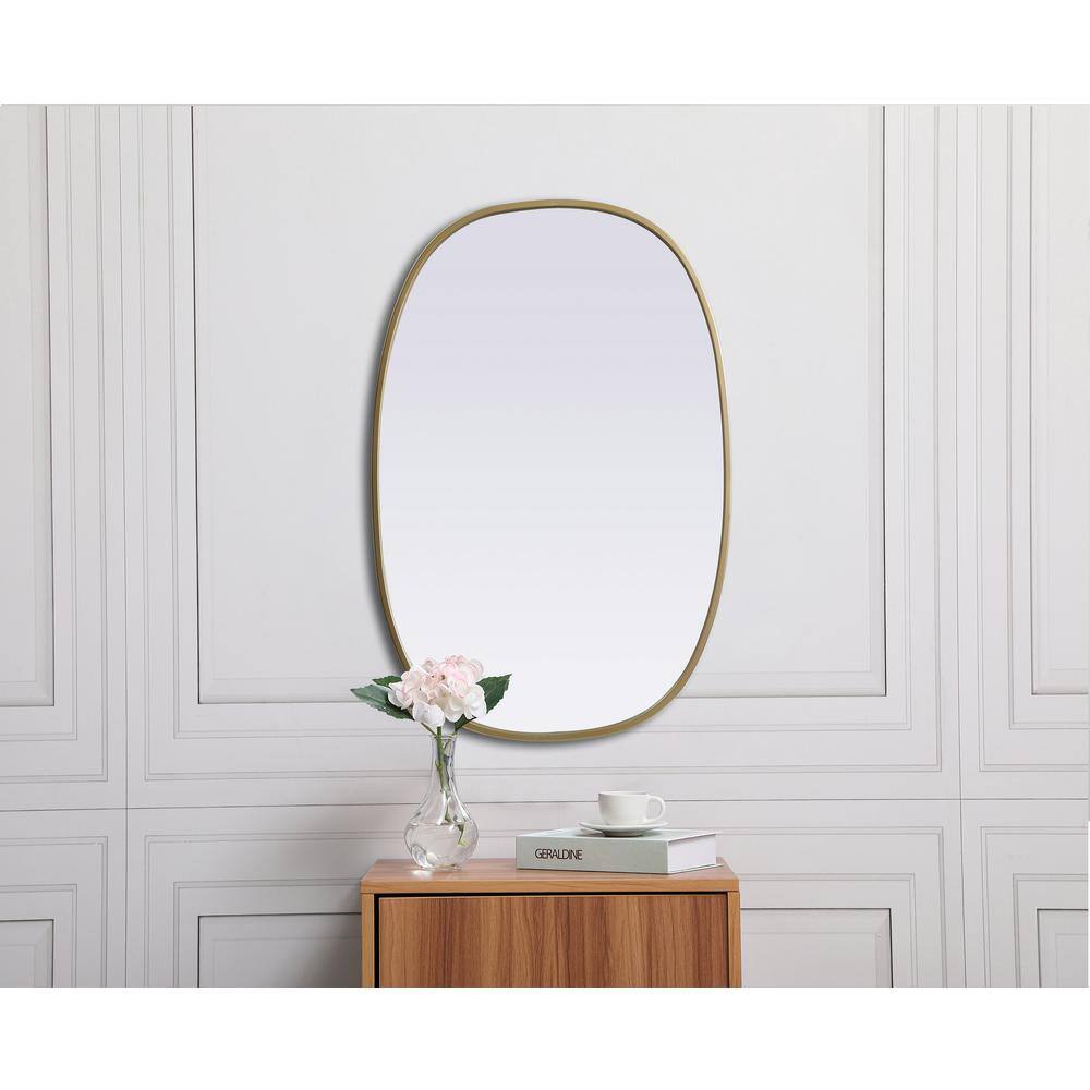 Brass Oval Full Length Metal Frame Bathroom Mirror