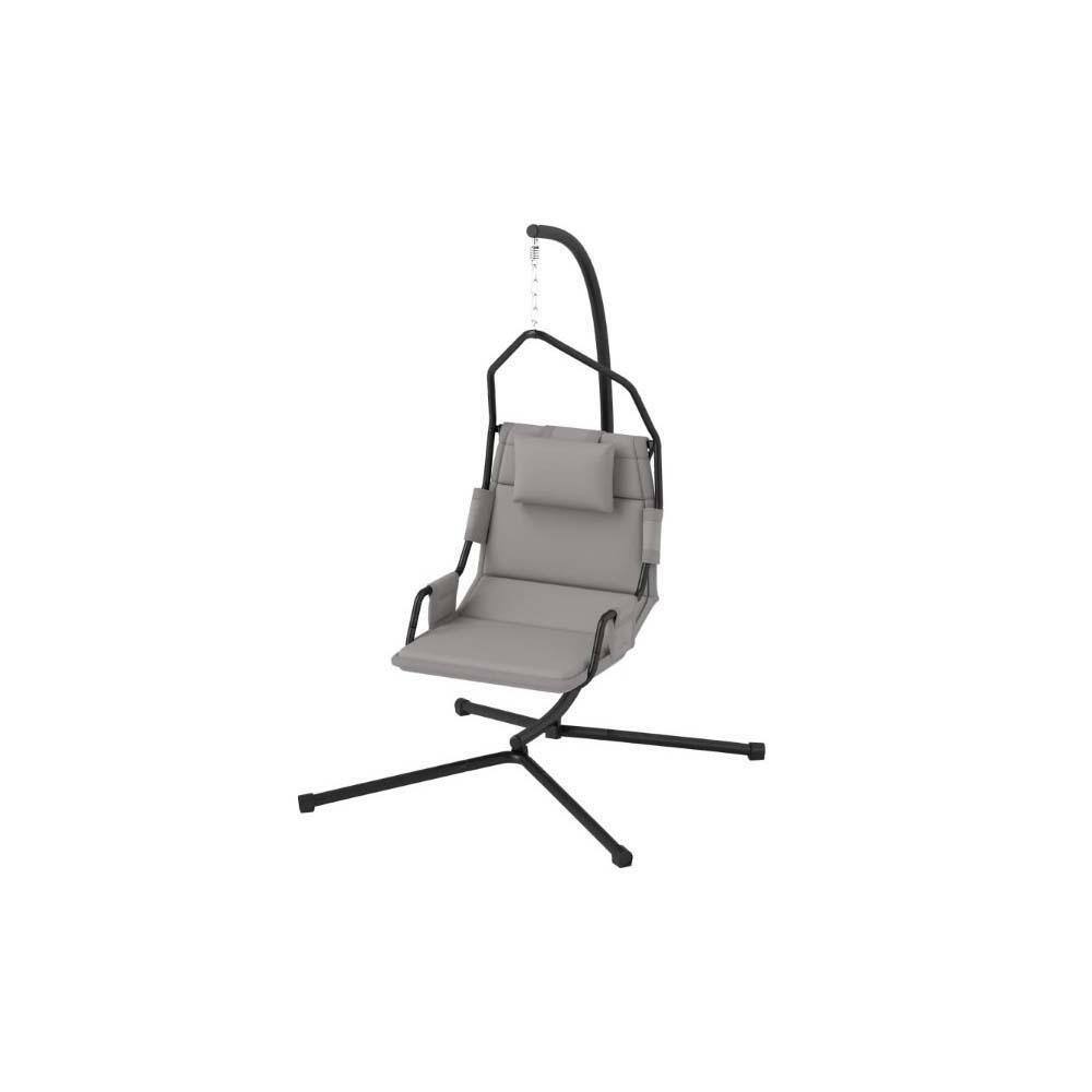 Metal Patio Swing with Gray Cushions