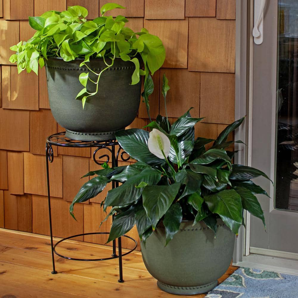 Michael Matte Sage Medium Iron Indoor/Outdoor Planter Set