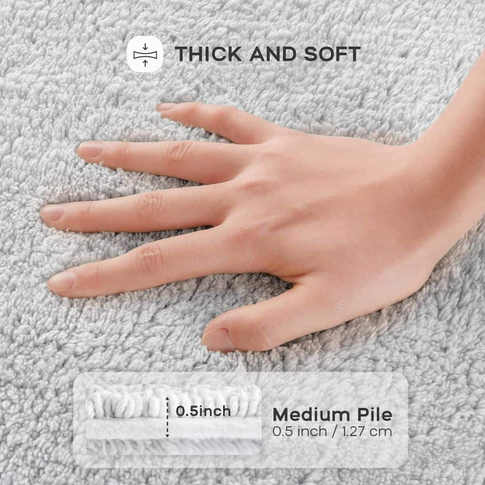 Gray Cotton Tufted Reversible Bath Rug Set