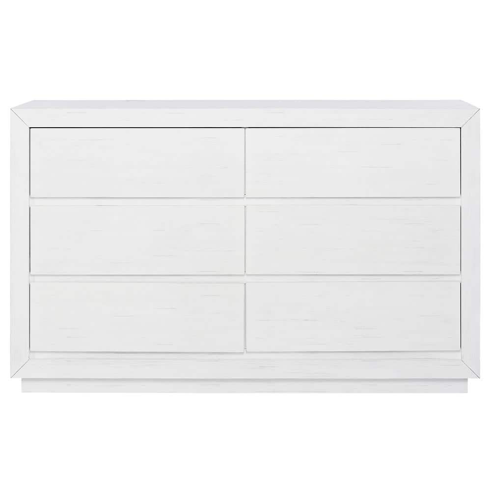 Evolur Maddox Weathered White Dresser (6-Drawer) -  857-WW