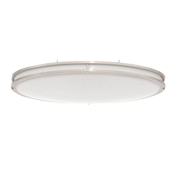Hampton Bay 2 Light Brushed Nickel Fluorescent Ceiling Oval Flushmount Dc032p The Home Depot