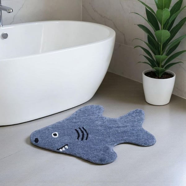 2 ft. x 4 ft. Dark Blue And White Shark Youthful Washable Area Rug