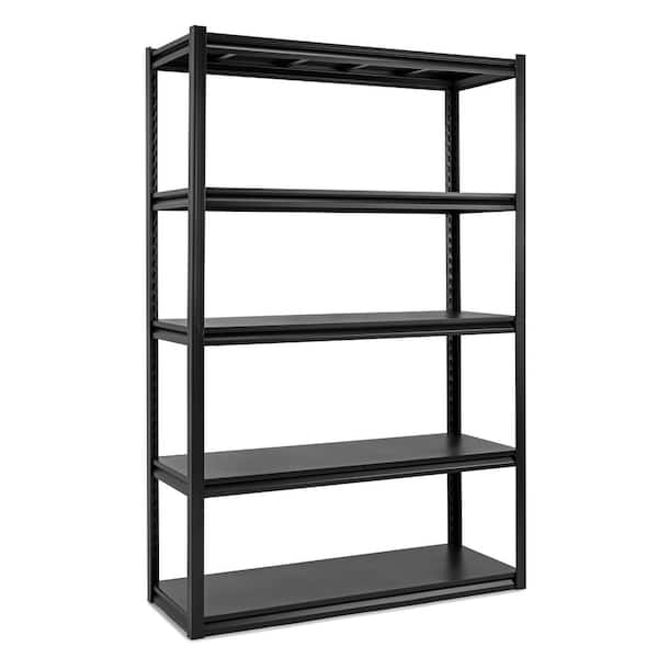 5-Tiers Heavy Duty Metal Adjustable Garage Pantry Organizer Shelving Unit in Black (47.2 in. W x 72 in. H x 17.7 in. D)