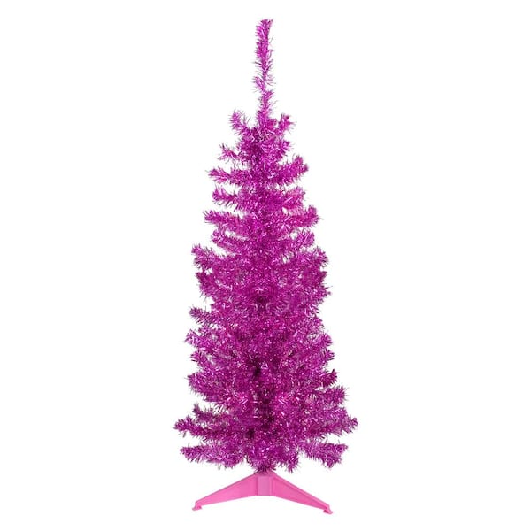 4 ft. Pink Unlit Tinsel Artificial Christmas Tree