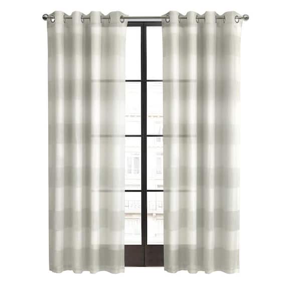 Habitat Paraiso Ivory Grey Polyester Faux Linen 112 in. W x 95 in. L Grommet Indoor Sheer Curtain (Single Panel)