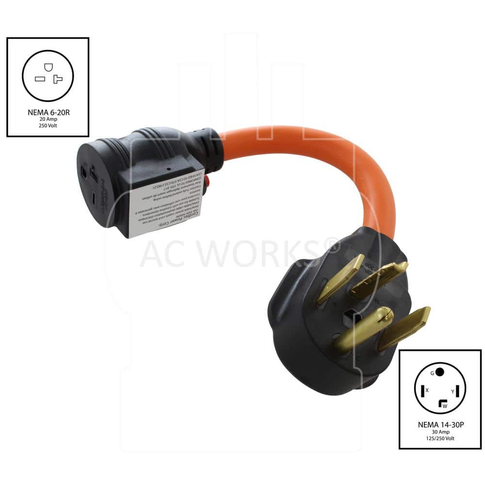 Heavy-Duty Flexible 20 Amp 4-Prong Adapter Cable