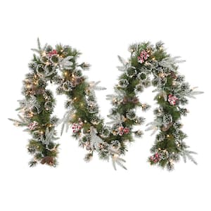 Pre-Lit 9 ft. x 10 in. Green Decorated Christmas Garland with 100-Lights