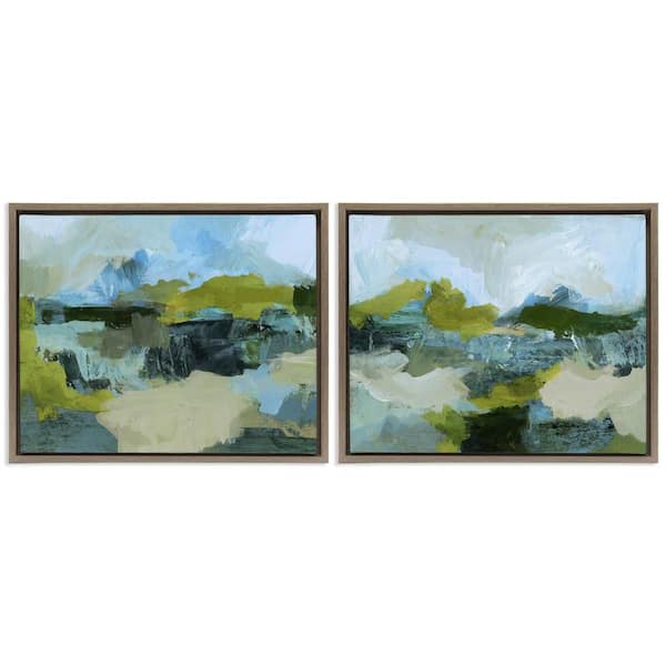 Stupell Industries Abstraction with Green Detail by Victoria Barnes 2 Piece Brown Floater Frame Abstract Graphic Art Print 25 in. x 31 in.