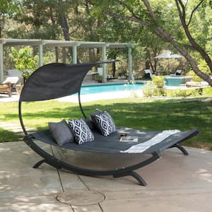 7.5 ft. Free Standing Sunbed Hammock Bed with Canopy in Gray