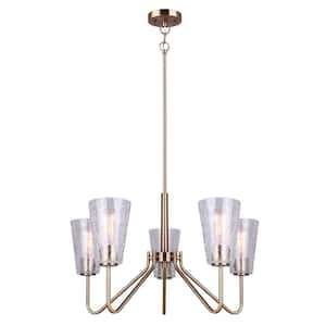 Everly 5-Light Gold Chandelier with Crackle Glass Shades