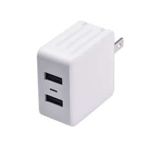 Dual USB Phone Wall Charger, White