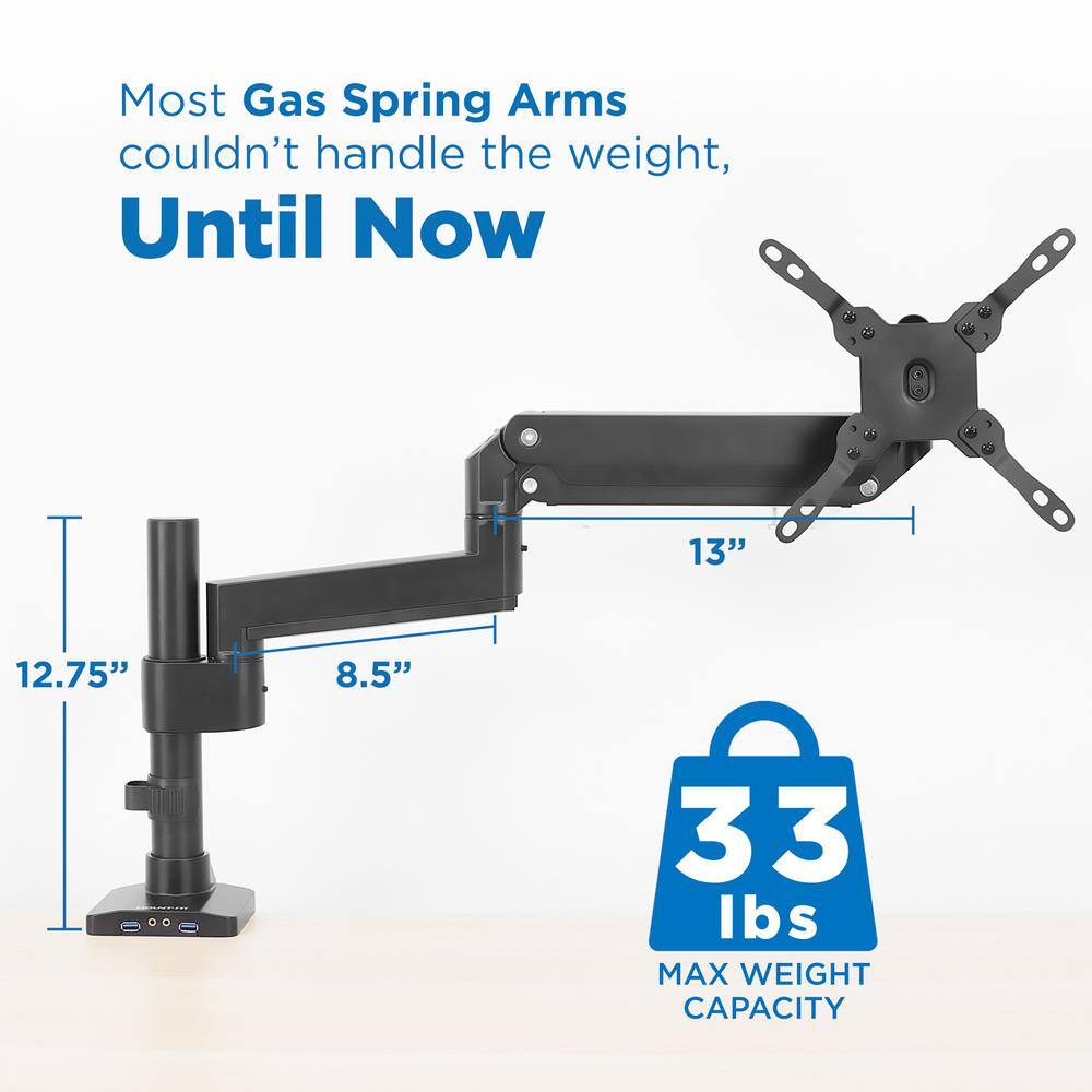 Heavy Duty Adjustable Monitor Desk Mount with USB Ports