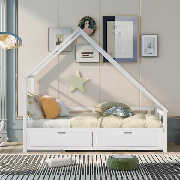 Anbazar Extending Twin To King Size White Wood Daybed With Drawers Wooden House Sofa Bed Frame For Living Room 00327anna Drawers Wooden House Sofa Bed Frame, Do They Make King Size Daybeds