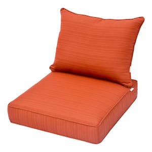 Tecci 24 in. x 24 in. Olefin 2-Piece Deep Seating Outdoor Lounge Chair Cushion in Orange Red