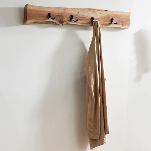 Alaterre Furniture Alpine Natural Live Edge Wood 36 in. Natural Coat Hooks