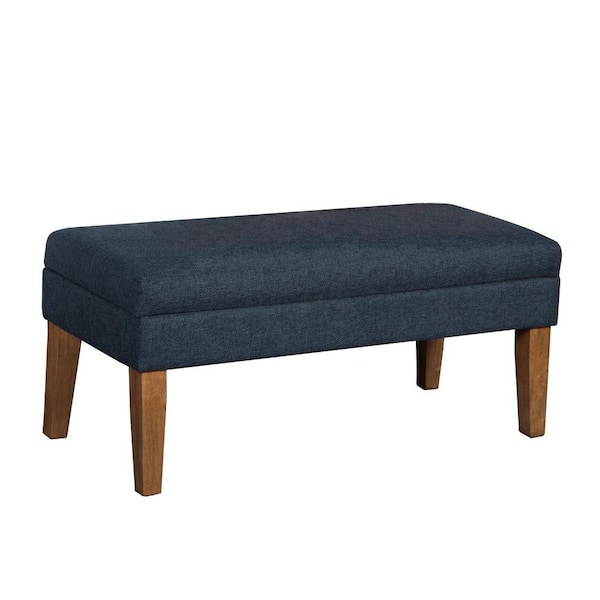 Benjara 40 in. Blue Backless Bedroom Bench with Lift Top Storage