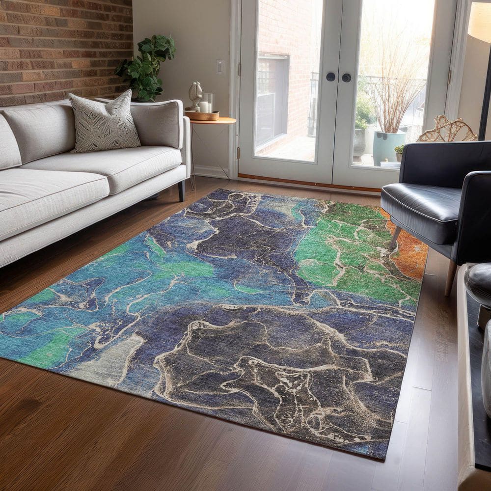 Chantille Machine Washable Indoor/Outdoor Abstract ACN1782 Blue 3 ft. x 5 ft. Area Rug price history on PriceWatchPro