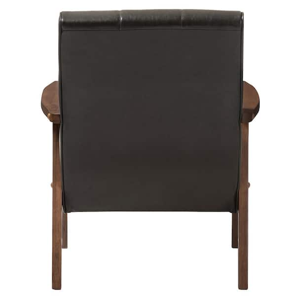 Baxton Studio Nikko Scandinavian Dark Brown Faux Leather