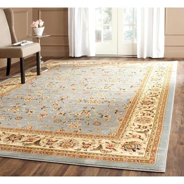 Lyndhurst Light Blue/Ivory 9 ft. x 12 ft. Border Area Rug