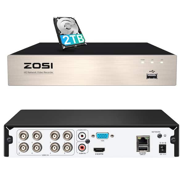 8-Channel 1080p Surveillance DVR Recorder Security 2TB Hard Drive for HD-TVI, CVI, CVBS, AHD 720p/1080p/5MP CCTV Camera