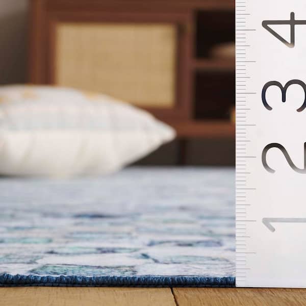 SAFAVIEH Malibu Gray/Aqua 6 ft. x 6 ft. Machine Washable