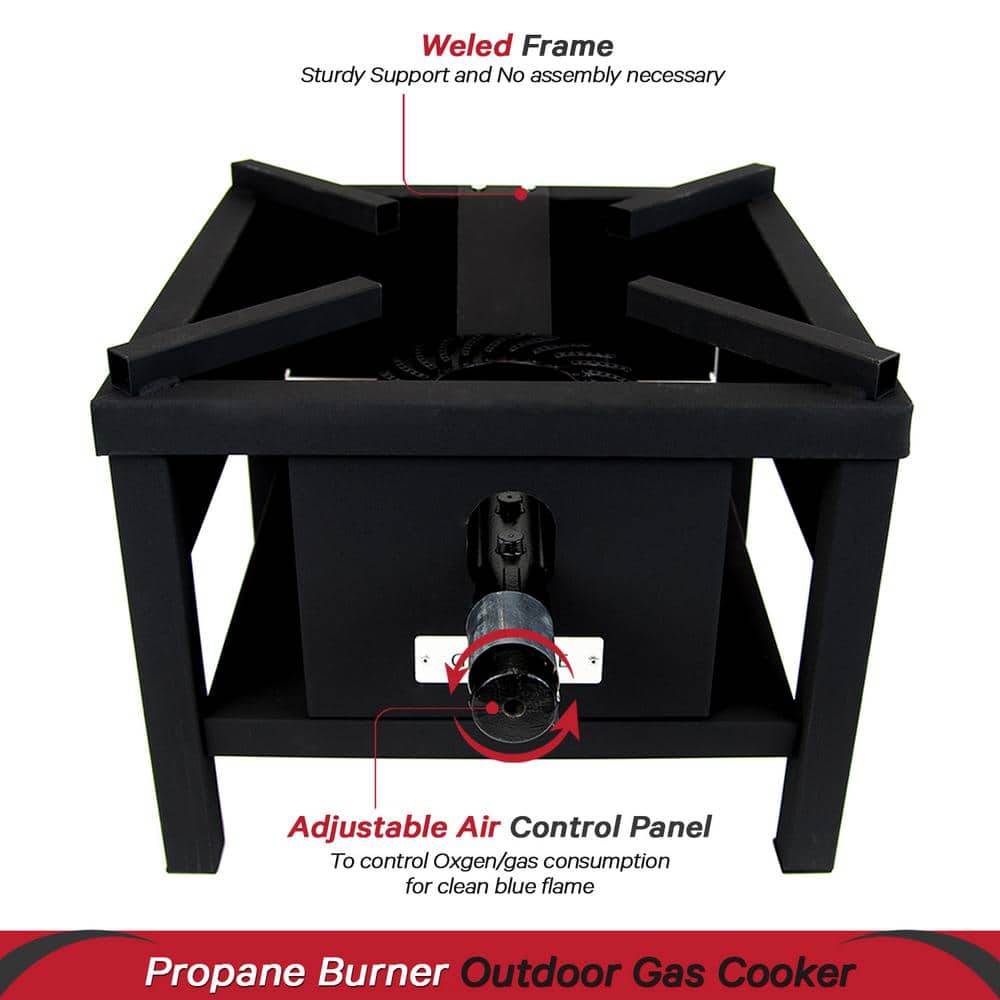 Heavy-Duty Black Steel Single Burner Propane Gas Cooker