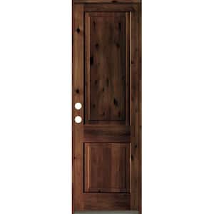 30 in. x 96 in. Rustic Knotty Alder Square Top Red Mahogany Stain Right-Hand Inswing Wood Single Prehung Front Door