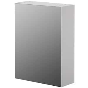 Wall Mount Bathroom Mirrored Storage Cabinet with Single Door : 2 Adjustable Shelves Medicine Wood Furniture, White