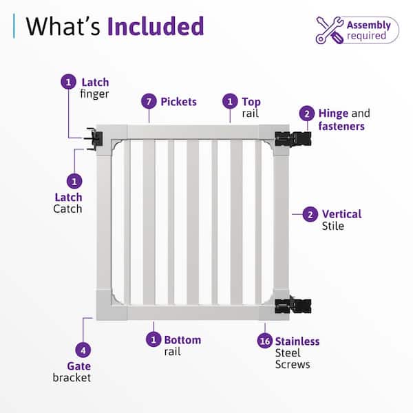 WamBam Fence 4 ft. x 4 ft. Sturbridge Vinyl Fence Gate with Stainless Steel Hardware
