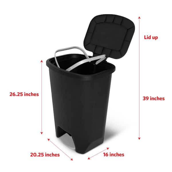 Glad 75L Extra Capacity Plastic Step Can with CloroxTM Odor Protection Fits 20 Gallon