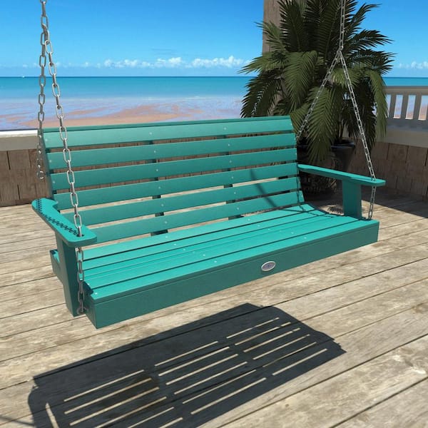 Riverside 5ft. 2-Person Seaglass Blue Recycled Plastic Porch Swing