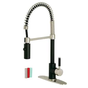 Kaiser Single-Handle Pull-Down Sprayer Kitchen Faucet in Matte Black/Brushed Nickel