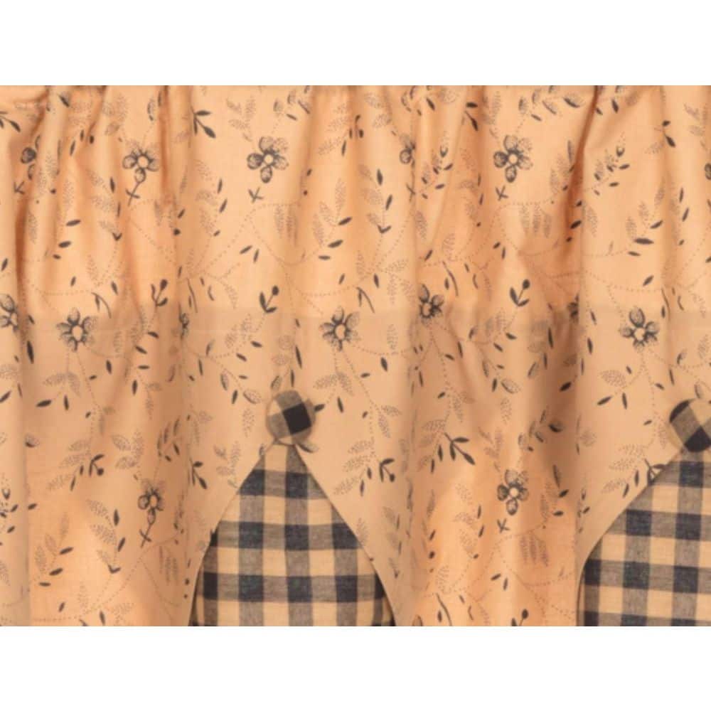 Maisie Tan Cotton Floral Rod Pocket Valance with Buttons