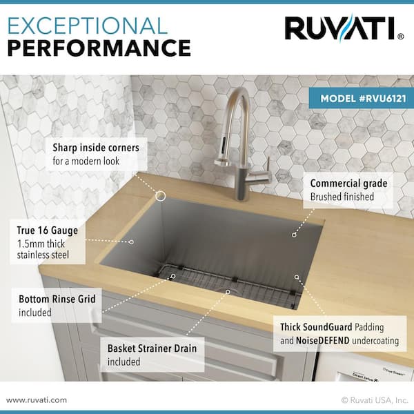 Sarlai 16.98 Gal. Brushed Nickel Undermount Laundry Sink with Bottom Grid