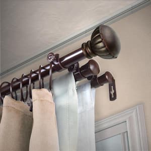 13/16" Dia Adjustable 28" to 48" Triple Curtain Rod in Cocoa with Dulce Finials