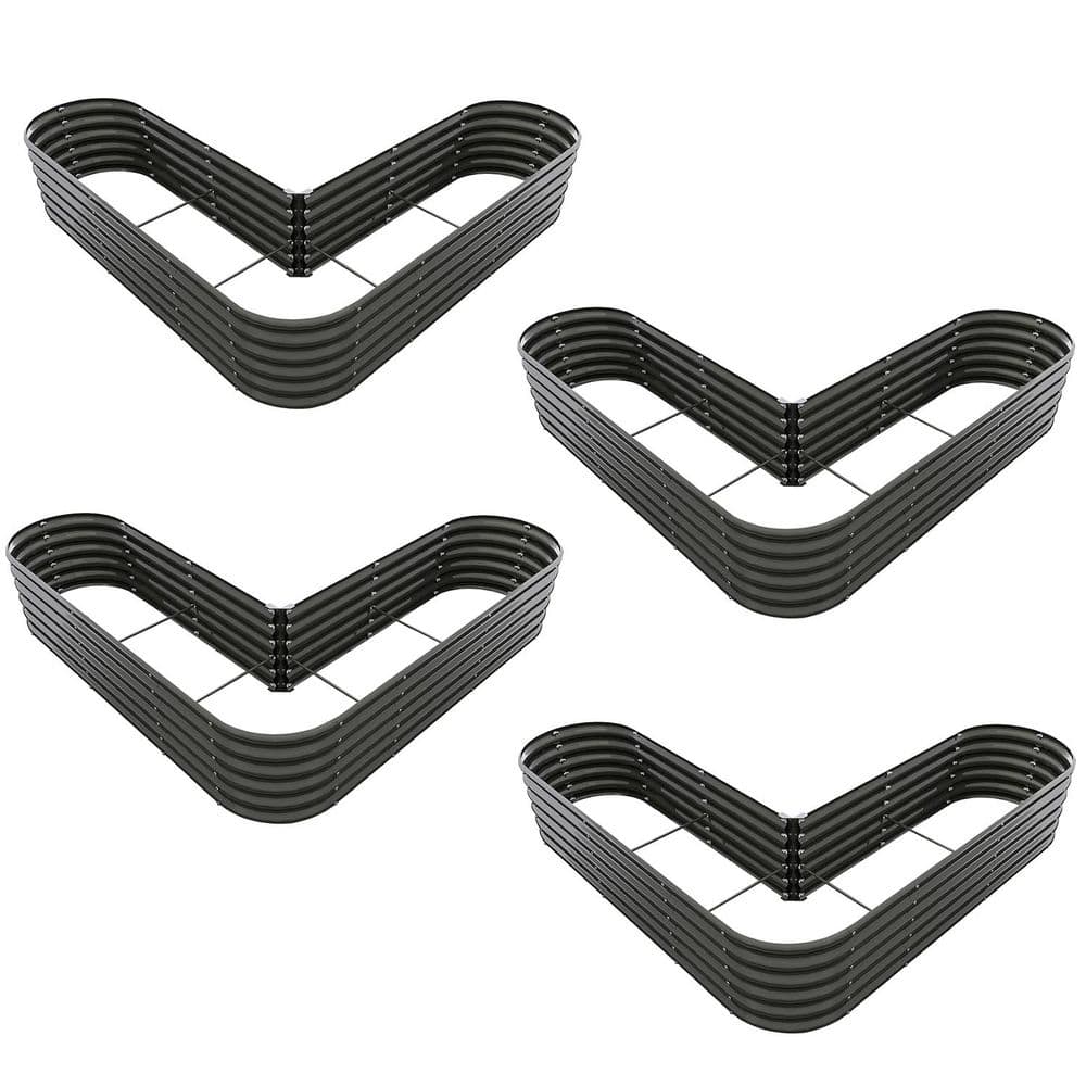 4-Set Heart-Shaped 81 x 81 x 18 in. Galvanized Steel Raised Garden Beds Pla