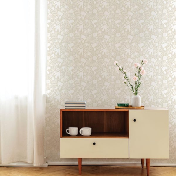 Ivory Otomi Dove Vinyl Peel and Stick Wallpaper Roll (Covers 28 sq. ft.)
