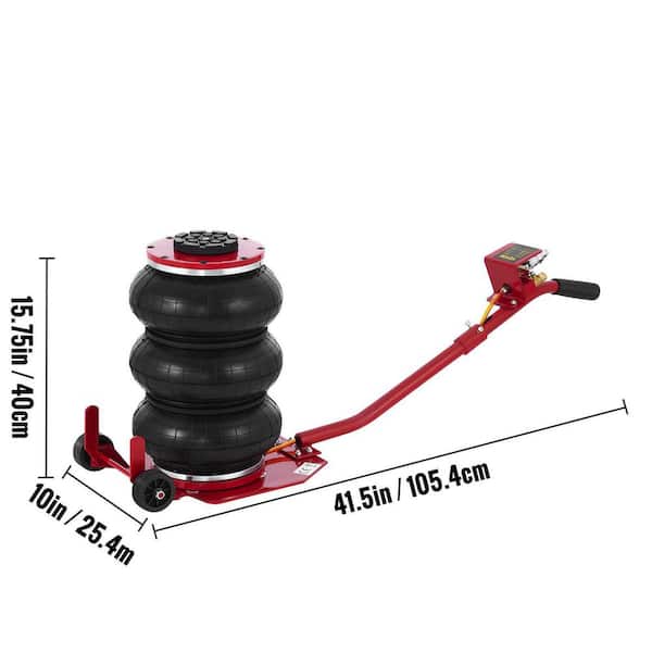 VEVOR Triple Bag Air Jack 3-Ton Pneumatic Car Jack 6600 lbs. Air Jack  Portable Lifting Up to 16 in., Red QJD3TQNSRED000001V0 - The Home Depot