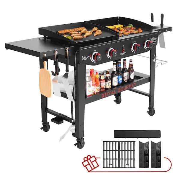 Royal Gourmet 4 Burner Gas Grill and Griddle Combo in Black with Extra Cooking Grates Heavy Duty and Durable for Outdoor Cooking GD405A The Home Depot