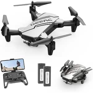 Mini Drone with 720P HD FPV Camera Remote Control, Headless Mode, Speed Adjustment, 3D Flips and 2-Batteries, Silver