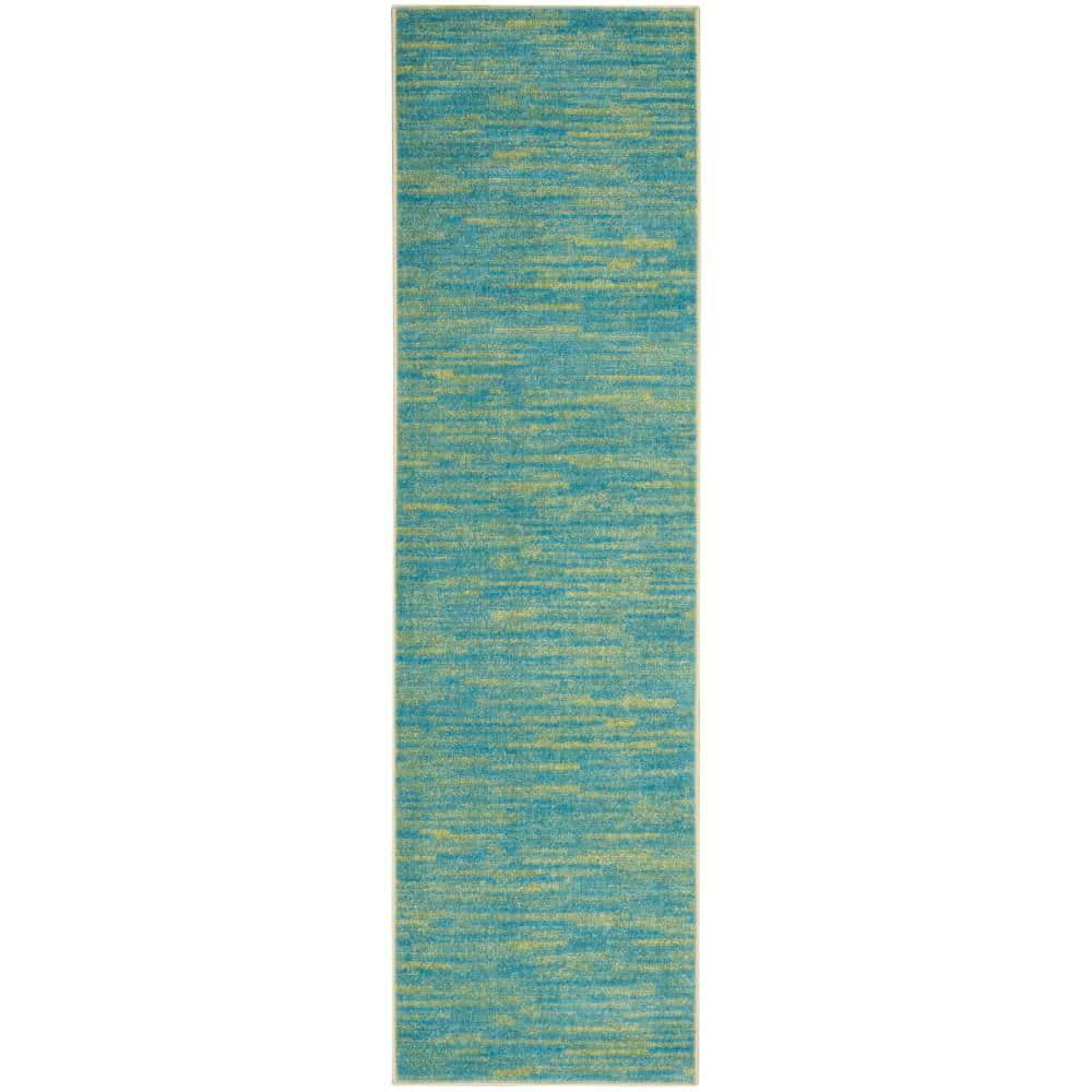 Essentials Blue Green 2 ft. x 12 ft. Solid Contemporary Kitchen Runner Indoor/Outdoor Patio Area Rug price history on PriceWatchPro